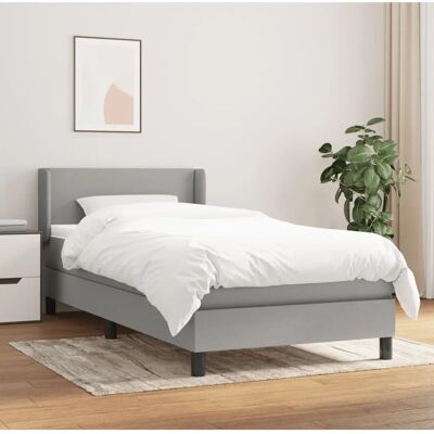MAISONCHIC Hellgraues Einzelbett mit Matratze - Bett MAISONCHIC Hellgraues Einzelbett mit Matratze - Bett
