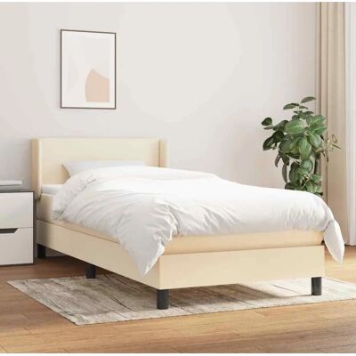 MAISONCHIC Einzelbett mit Taschenfederkernmatratze - Bettgestell & Cremedecke MAISONCHIC Einzelbett mit Taschenfederkernmatratze - Bettgestell & Cremedecke