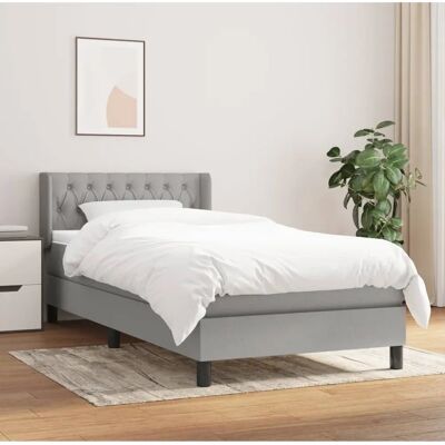 MAISONCHIC Lysegråt seng 90x200 cm med madras og ramme - Seng MAISONCHIC Lysegråt seng 90x200 cm med madras og ramme - Seng