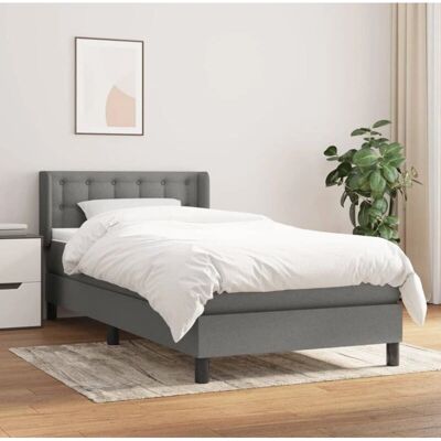 MAISONCHIC Dunkelgraues Einzelbett mit Matratze & Kopfteil - Bett MAISONCHIC Dunkelgraues Einzelbett mit Matratze & Kopfteil - Bett