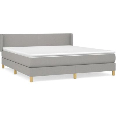 vidaXL Hellgraues Stoff-Boxspringbett - Bett vidaXL Hellgraues Stoff-Boxspringbett - Bett