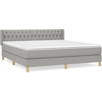 vidaXL Hellgraues Stoffbett mit Matratze - Bett vidaXL Hellgraues Stoffbett mit Matratze - Bett