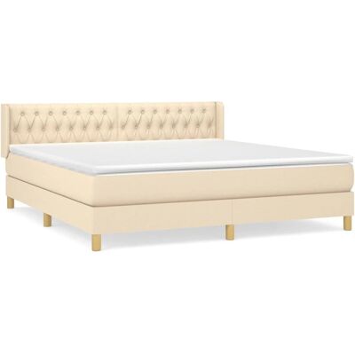 vidaXL Boxspringbett mit Matratze - Creme - 180x200 cm vidaXL Boxspringbett mit Matratze - Creme - 180x200 cm