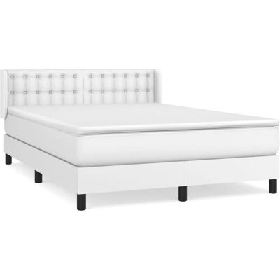 VidaXL Bett - Weiß, Verstellbares Kopfteil, Pocketfederkernmatratze - Bett VidaXL Bett - Weiß, Verstellbares Kopfteil, Pocketfederkernmatratze - Bett