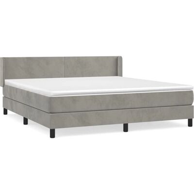 vidaXL Hellgraues Samtbett mit verstellbarem Kopfteil - Bett vidaXL Hellgraues Samtbett mit verstellbarem Kopfteil - Bett