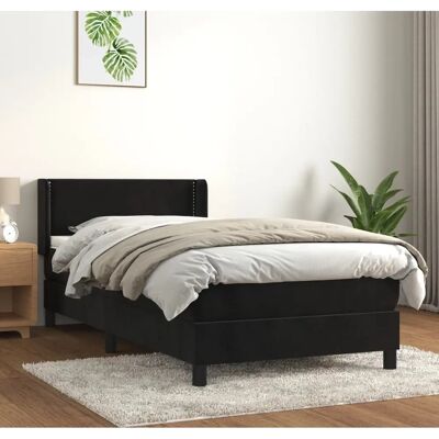 vidaXL Schwarzes Samtbett mit verstellbarem Kopfteil - Bett vidaXL Schwarzes Samtbett mit verstellbarem Kopfteil - Bett
