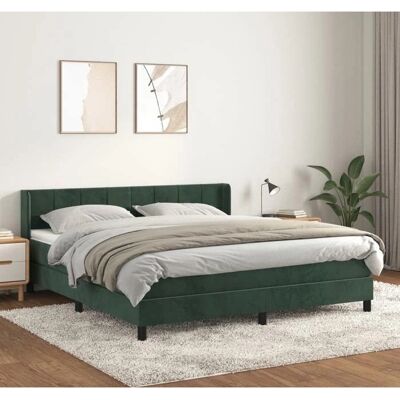vidaXL Dunkelgrünes Samt-Boxspringbett - Bett vidaXL Dunkelgrünes Samt-Boxspringbett - Bett