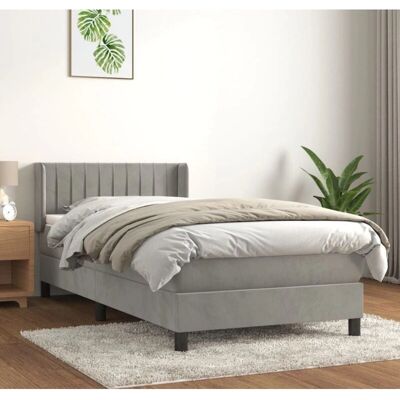 Maisonchic Modell 90x190 Hellgrau Samtbettesbett - Bett Maisonchic Modell 90x190 Hellgrau Samtbettesbett - Bett