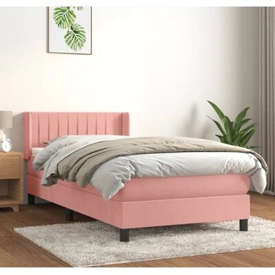 vidaXL Rosa Samtbett mit verstellbarem Kopfteil - Bett vidaXL Rosa Samtbett mit verstellbarem Kopfteil - Bett