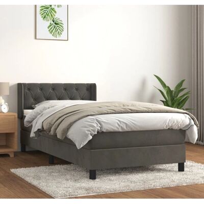 Maisonchic Dunkelgraues Samt Boxspringbett - Bett Maisonchic Dunkelgraues Samt Boxspringbett - Bett