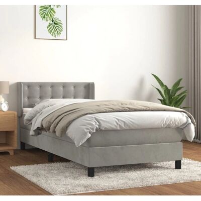 Maisonchic Cama Individual de Terciopelo Gris Claro - Cama Maisonchic Cama Individual de Terciopelo Gris Claro - Cama
