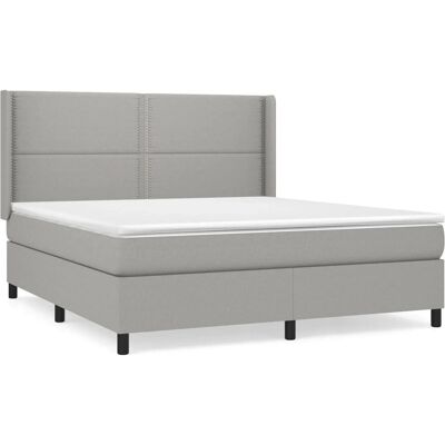 vidaXL 180x200 cm hellgraues Boxspringbett mit Matratze - Bett vidaXL 180x200 cm hellgraues Boxspringbett mit Matratze - Bett