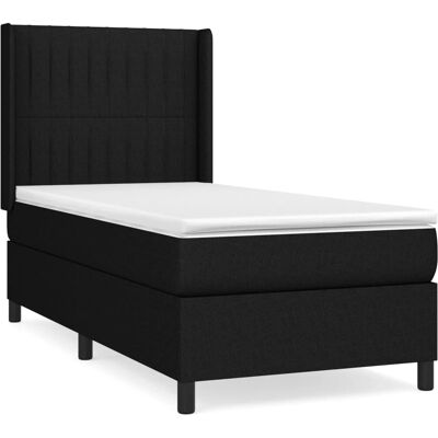 vidaXL Bett mit verstellbarem Kopfteil - Langlebiger Taschenfederkernmatratze - Schwarz - Bettart vidaXL Bett mit verstellbarem Kopfteil - Langlebiger Taschenfederkernmatratze - Schwarz - Bettart