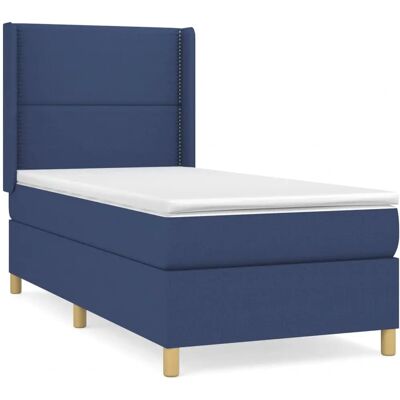 vidaXL Blaues Boxspringbett mit Matratze & Kopfteil vidaXL Blaues Boxspringbett mit Matratze & Kopfteil