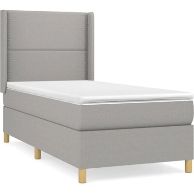 vidaXL Hellgraues Bett mit verstellbarem Kopfteil und Taschenfederkernmatratze - Bett vidaXL Hellgraues Bett mit verstellbarem Kopfteil und Taschenfederkernmatratze - Bett