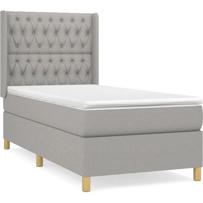vidaXL Hellgraues Stoffbett mit Verstellbarem Kopfteil - Bett vidaXL Hellgraues Stoffbett mit Verstellbarem Kopfteil - Bett