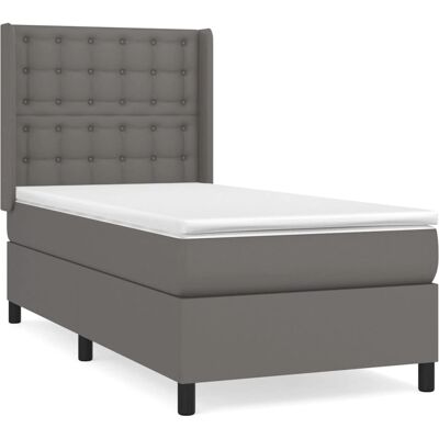 VidaXL Graues Bett mit Federkernmatratze & Kopfteil - Bett VidaXL Graues Bett mit Federkernmatratze & Kopfteil - Bett