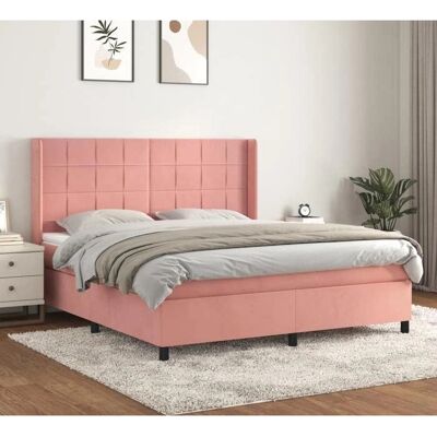 Maisonchic Rosa Samt Bett mit Verstellbarem Kopfteil - Bett Maisonchic Rosa Samt Bett mit Verstellbarem Kopfteil - Bett