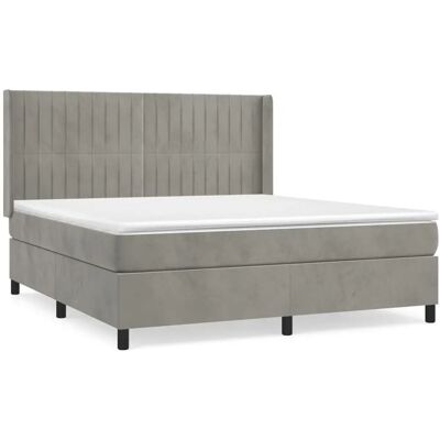 vidaXL Bett - Hellgrauer Samt mit Matratze - Bett vidaXL Bett - Hellgrauer Samt mit Matratze - Bett