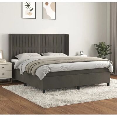 MAISONCHIC - Bett mit Matratze und Kopfteil - Dunkelgrau - Bett MAISONCHIC - Bett mit Matratze und Kopfteil - Dunkelgrau - Bett