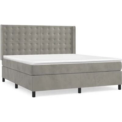 vidaXL Bett mit Samt, Verstellbares Kopfteil, Taschenfederkernmatratze - Bett vidaXL Bett mit Samt, Verstellbares Kopfteil, Taschenfederkernmatratze - Bett