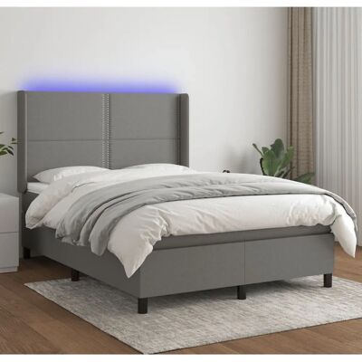 MAISONCHIC Modelo 140x190cm Cama gris oscuro con LED y colchón MAISONCHIC Modelo 140x190cm Cama gris oscuro con LED y colchón