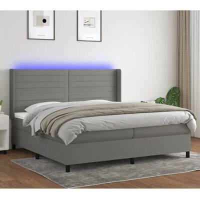 vidaXL Dunkelgraues 200x200 cm Boxspringbett mit Matratze & LED vidaXL Dunkelgraues 200x200 cm Boxspringbett mit Matratze & LED