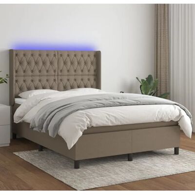 vidaXL Bett mit Matratze und LED - 140x190 cm Tortoise shell taupe vidaXL Bett mit Matratze und LED - 140x190 cm Tortoise shell taupe