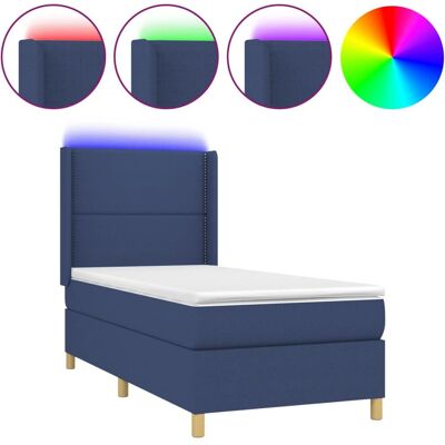 Lit VidaXL avec LED et matelas à ressorts ensachés - Bleu - Publicité Lit VidaXL avec LED et matelas à ressorts ensachés - Bleu - Publicité