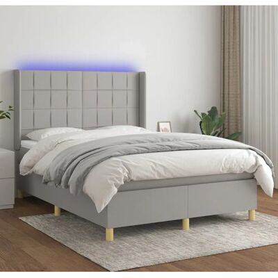 MAISONCHIC Hellgraues Bett mit Matratze und LED MAISONCHIC Hellgraues Bett mit Matratze und LED