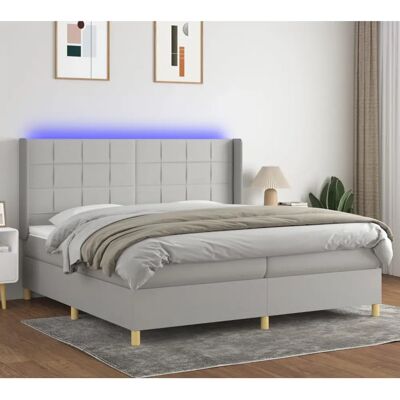 Cama de tela gris claro con LED y colchón de muelles 200x200cm vidaXL Cama de tela gris claro con LED y colchón de muelles 200x200cm vidaXL