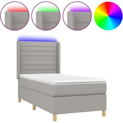 vidaXL Hellgraues Bett mit verstellbarem Kopfteil - Bett vidaXL Hellgraues Bett mit verstellbarem Kopfteil - Bett