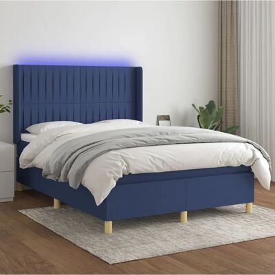 Maisonchic blå boxspring seng med LED-lys 140x190cm Maisonchic blå boxspring seng med LED-lys 140x190cm