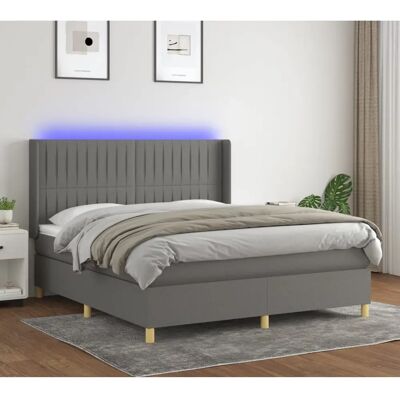 Maisonchic Bett mit Matratze und LED - 160x200cm - Dunkelgrau Maisonchic Bett mit Matratze und LED - 160x200cm - Dunkelgrau