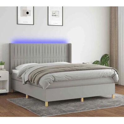 MAISONCHIC Hellgraues Bett mit LED & Matratze - Bett MAISONCHIC Hellgraues Bett mit LED & Matratze - Bett
