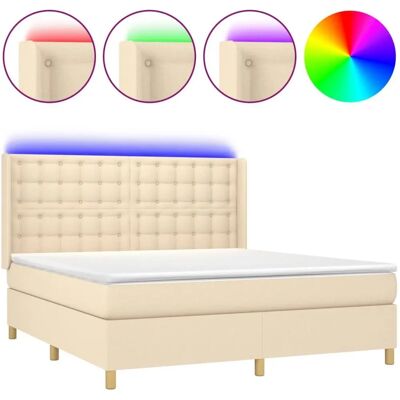 VidaXL 142078 Creme Bett mit LED-Licht & Taschenfederkernmatratze VidaXL 142078 Creme Bett mit LED-Licht & Taschenfederkernmatratze