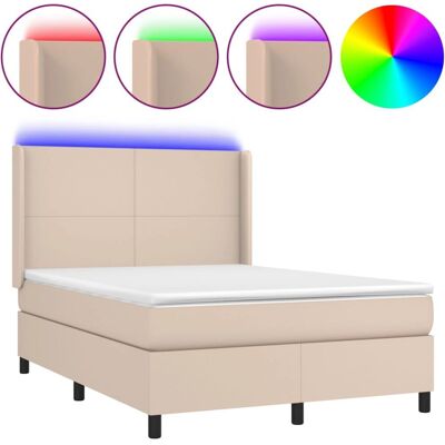 vidaXL Boxspringbett mit LED - 140x190cm - Braun vidaXL Boxspringbett mit LED - 140x190cm - Braun