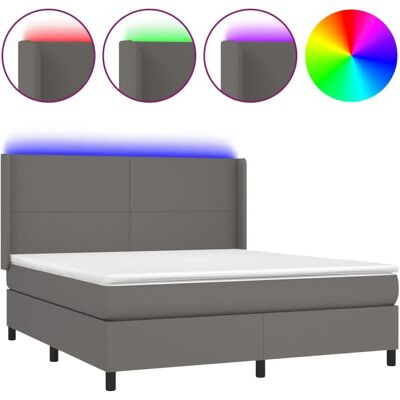 Lit en similicuir gris avec LED et matelas vidaXL - Publicité Lit en similicuir gris avec LED et matelas vidaXL - Publicité
