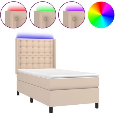 vidaXL Boxspringbett mit Matratze & LED -Braun 180x200cm vidaXL Boxspringbett mit Matratze & LED -Braun 180x200cm