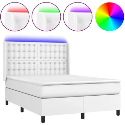 vidaXL Bett 3139380 - Modernes Weißes Bett mit LED vidaXL Bett 3139380 - Modernes Weißes Bett mit LED
