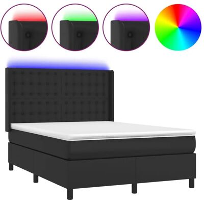 vidaXL Schwarzes Bett mit LED-Lichtern - Bett vidaXL Schwarzes Bett mit LED-Lichtern - Bett
