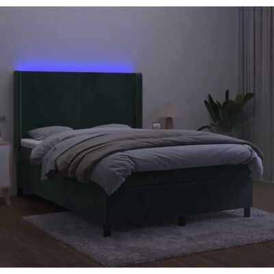 vidaXL Dunkelgrünes Samtbetten mit Matratze & LED - Bettart vidaXL Dunkelgrünes Samtbetten mit Matratze & LED - Bettart