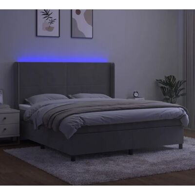 vidaXL Hellgraues Samtbetten mit LED & Matratze - Bettart vidaXL Hellgraues Samtbetten mit LED & Matratze - Bettart