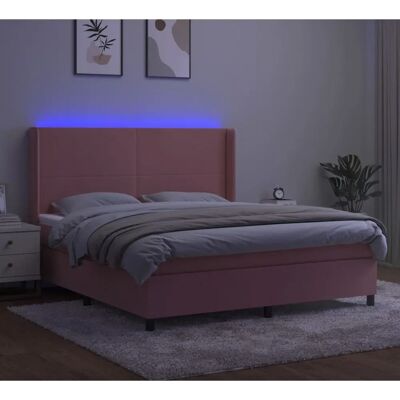 vidaXL Rosa Samtbetten mit Matratze und LED - Bett vidaXL Rosa Samtbetten mit Matratze und LED - Bett