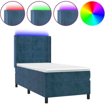 vidaXL Lit en Velours Bleu Foncé avec LED - Type de Lit - Publicité vidaXL Lit en Velours Bleu Foncé avec LED - Type de Lit - Publicité