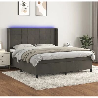 Cama de Terciopelo Gris Oscuro Maisonchic con LED - Cama Cama de Terciopelo Gris Oscuro Maisonchic con LED - Cama