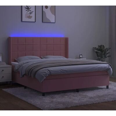 Maisonchic Rosa Samtbett mit LED & Federkernmatratze - Bett Maisonchic Rosa Samtbett mit LED & Federkernmatratze - Bett