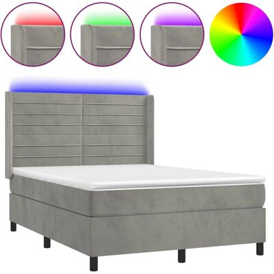 vidaXL Hellgraues Samtbetten mit LED - Bett vidaXL Hellgraues Samtbetten mit LED - Bett