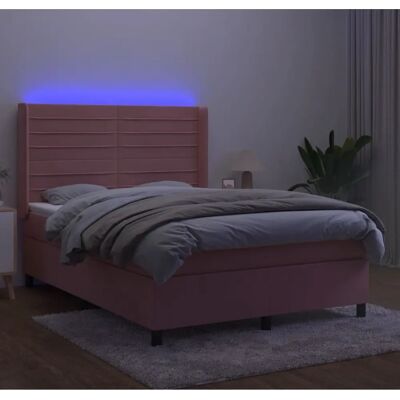 vidaXL Rosa Samt Bett mit LED - Bett vidaXL Rosa Samt Bett mit LED - Bett