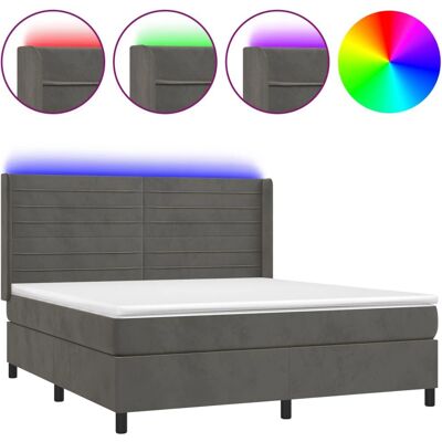 VidaXL Bett mit LED - Gepolstertes Samt, Verstellbares Kopfteil, 180x200 cm VidaXL Bett mit LED - Gepolstertes Samt, Verstellbares Kopfteil, 180x200 cm